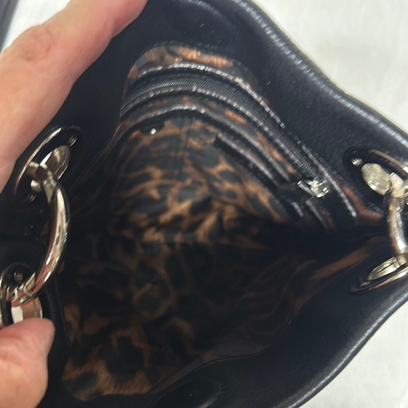 B. Makowsky Durango Soft Leather Convertible Crossbody Shoulder Handbag Black - Picture 6 of 14